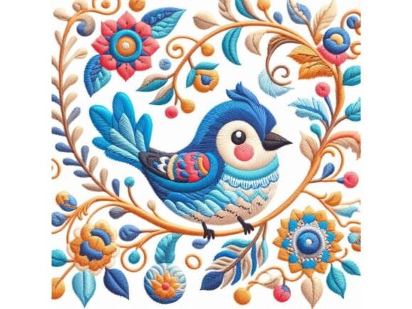Reviewing Hand-stitched Embroidery Art of Blue Bir